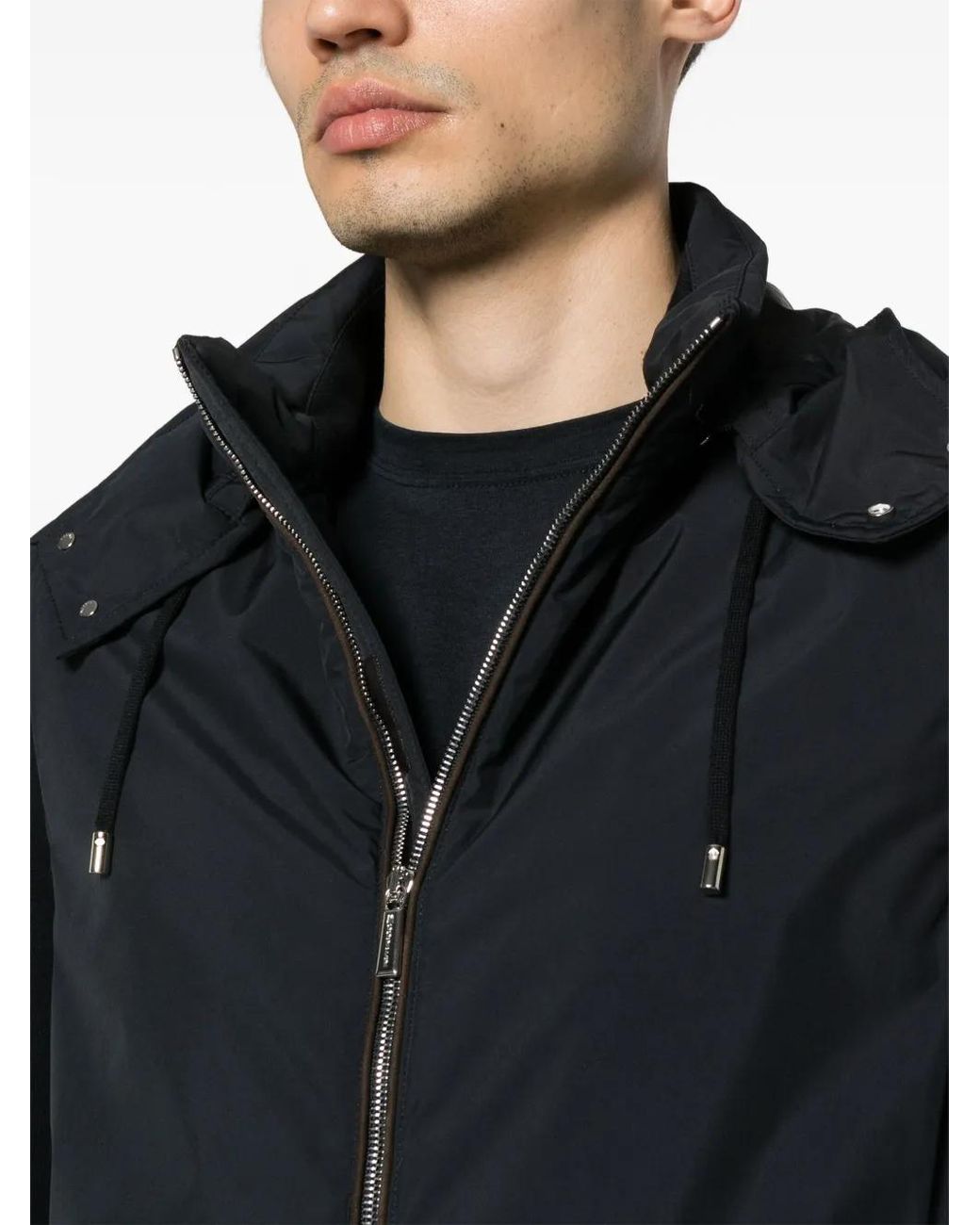 Chaqueta Con Cremallera Y Capucha Moorer de hombre de color Black
