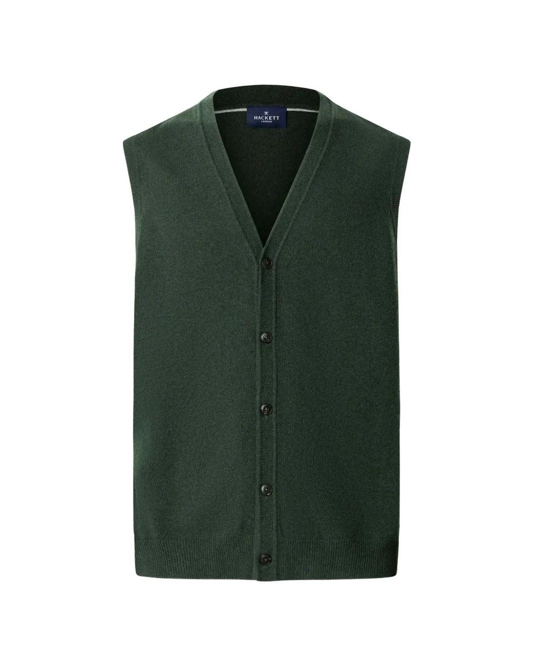 Hackett Green Button-Up Sleeveless Cardigan for men