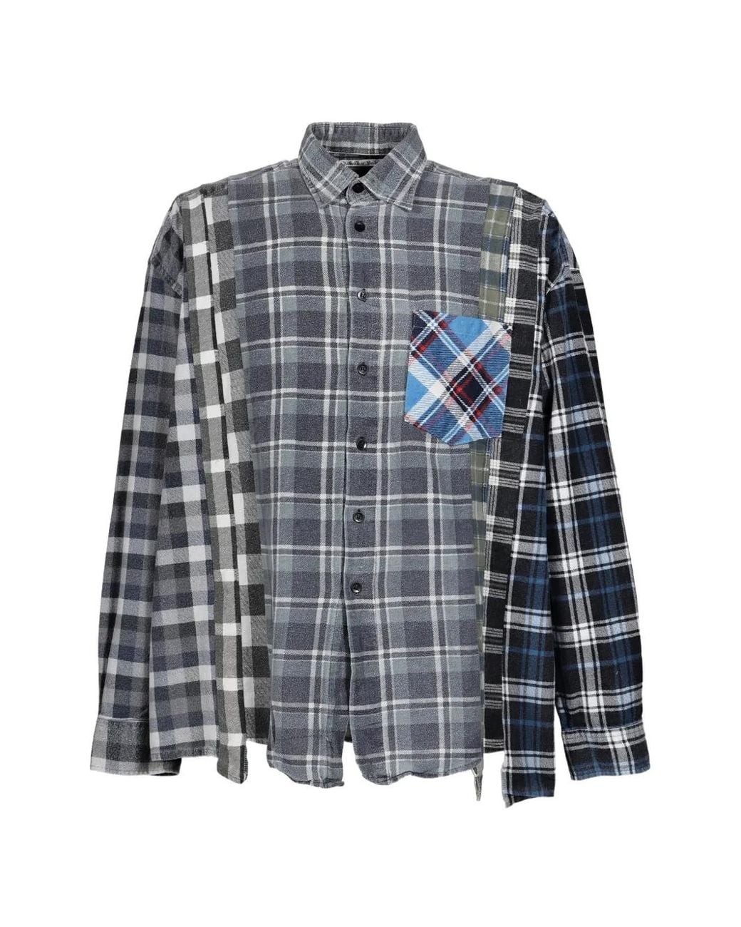 Needles Gray 7 Cuts Patchwork Flannel Shirt for men