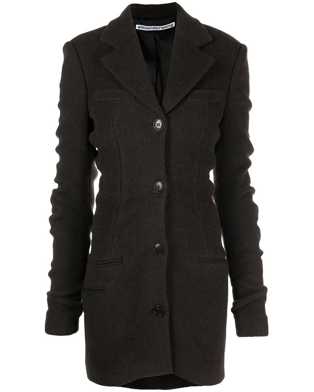 Alexander Wang Black Ruched Sleeve Wool-Blend Jacket