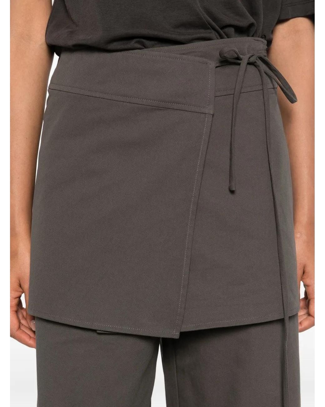 ELEH Gray Wrap-Effect Layered Trousers