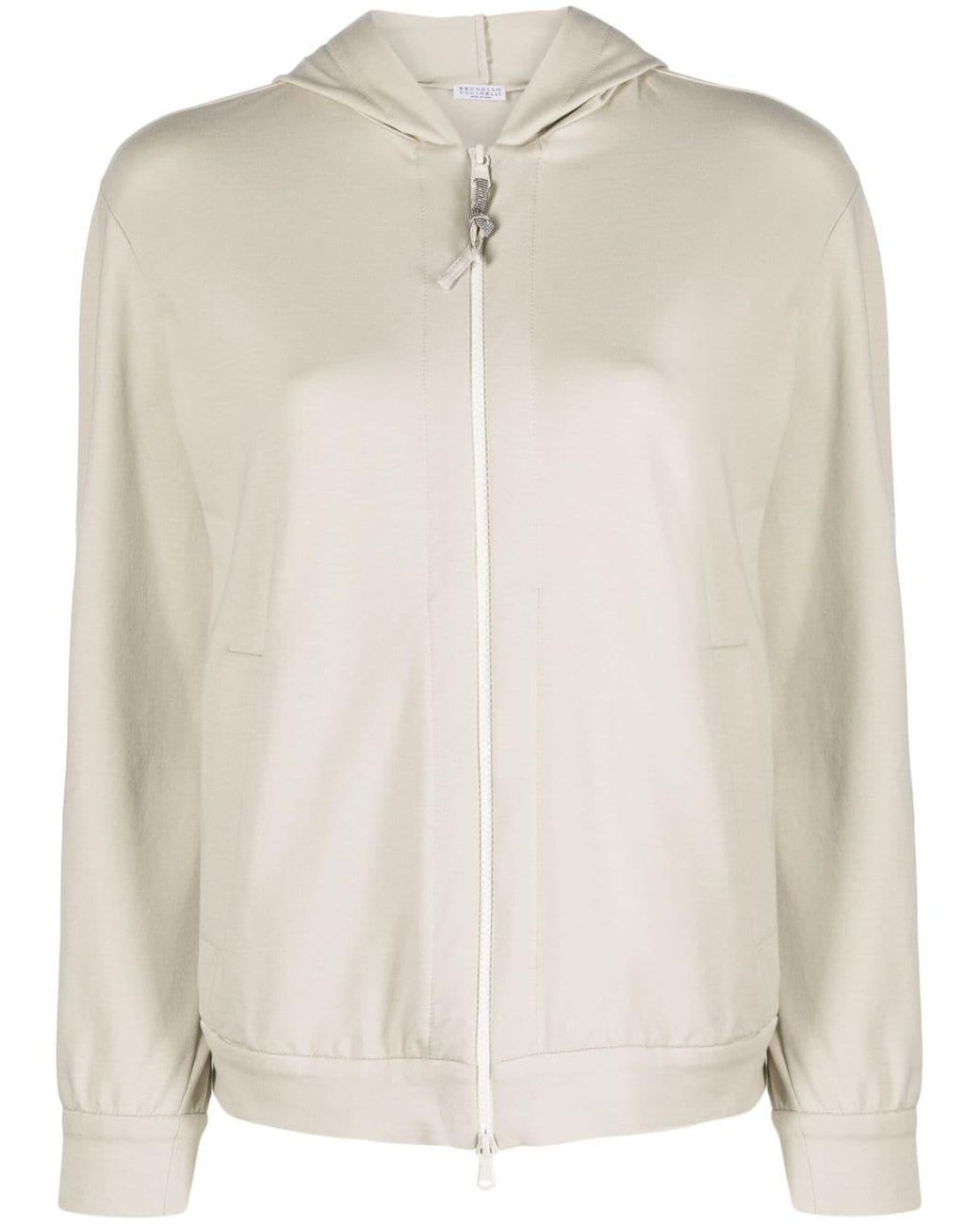 Brunello Cucinelli Monili-embellished Hooded Jacket in White | Lyst