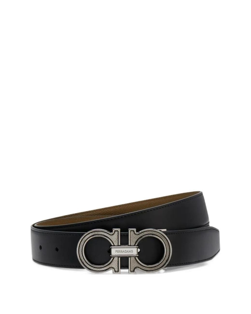 Ferragamo Black Reversible And Adjustable Gancini Belt for men