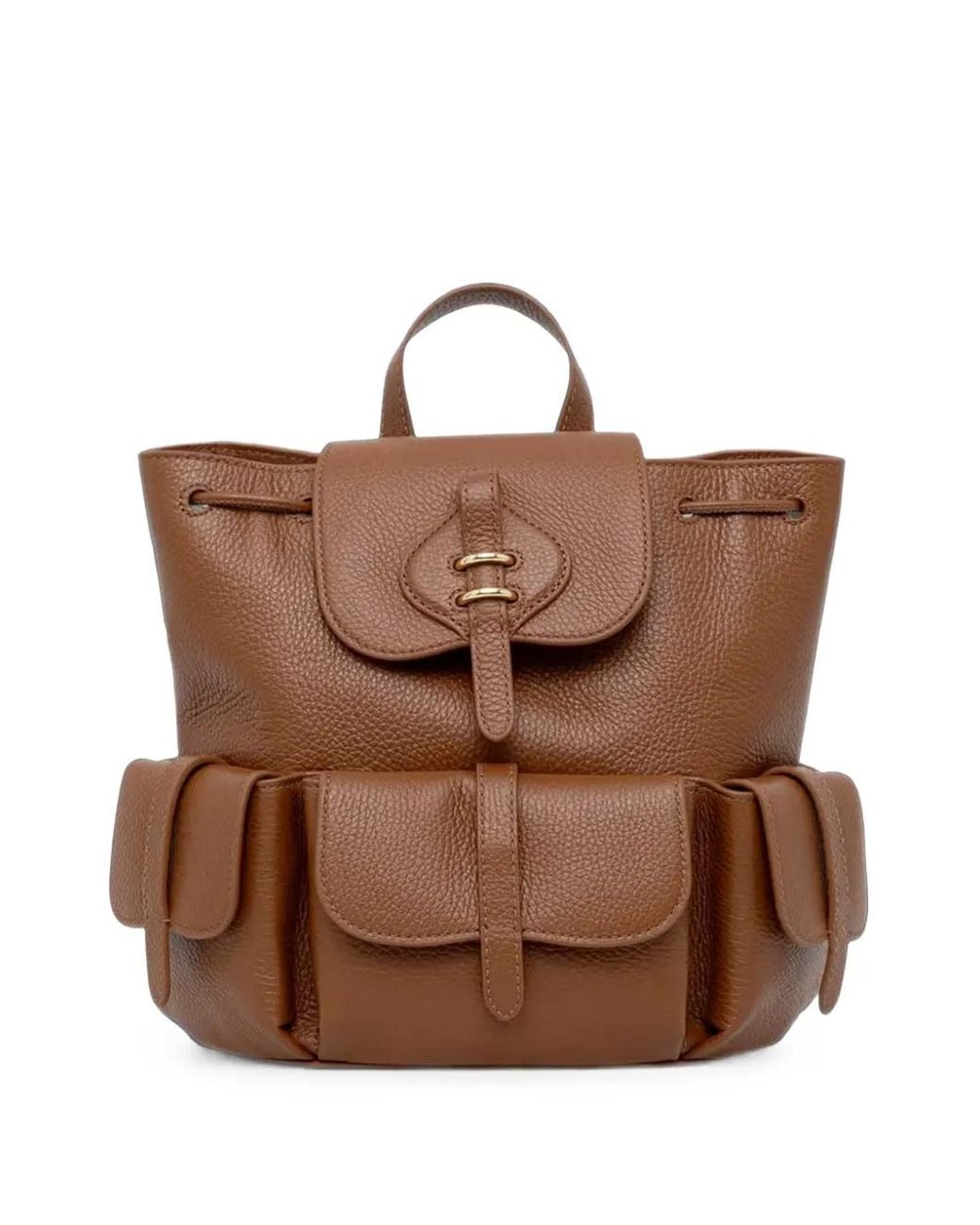 Coccinelle Brown Medium Mavery Grainy-Leather Drawstring Backpack