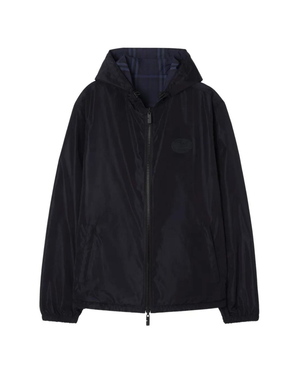 Burberry Blue Reversible Check Newport Hooded Jacket for men
