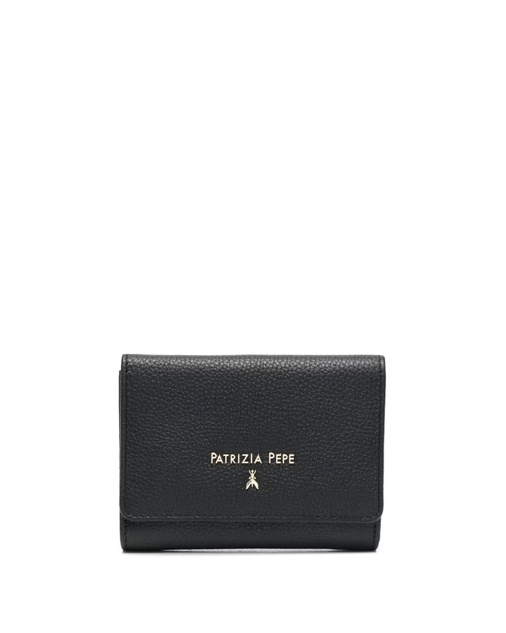 Patrizia Pepe Black Grained-Leather Logo-Print Purse