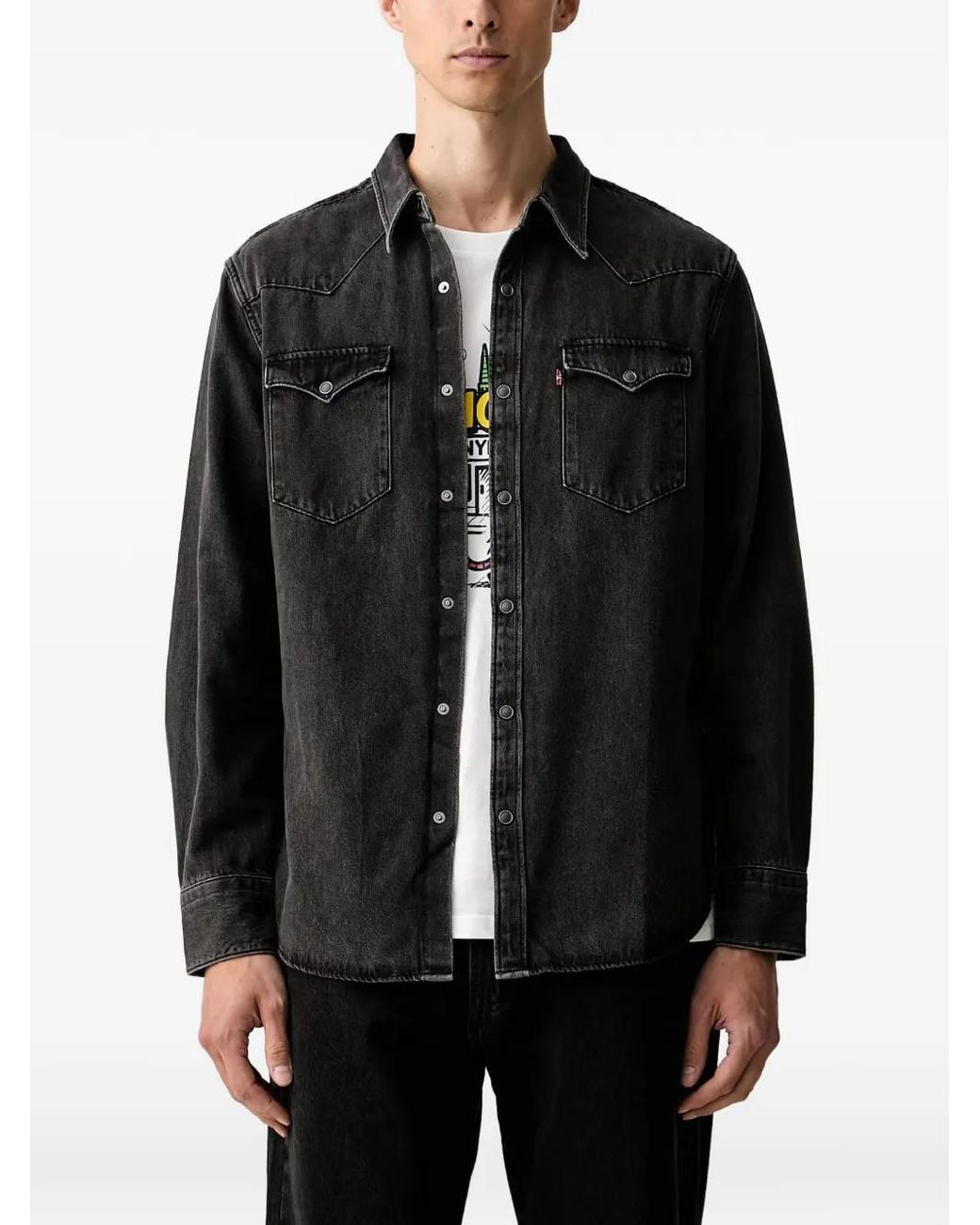 Levi's Black Barstow Western-Yoke Denim Shirt for men