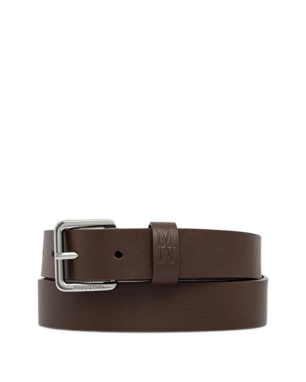 Marc O' Polo Brown Junna Logo-Debossed Leather Belt