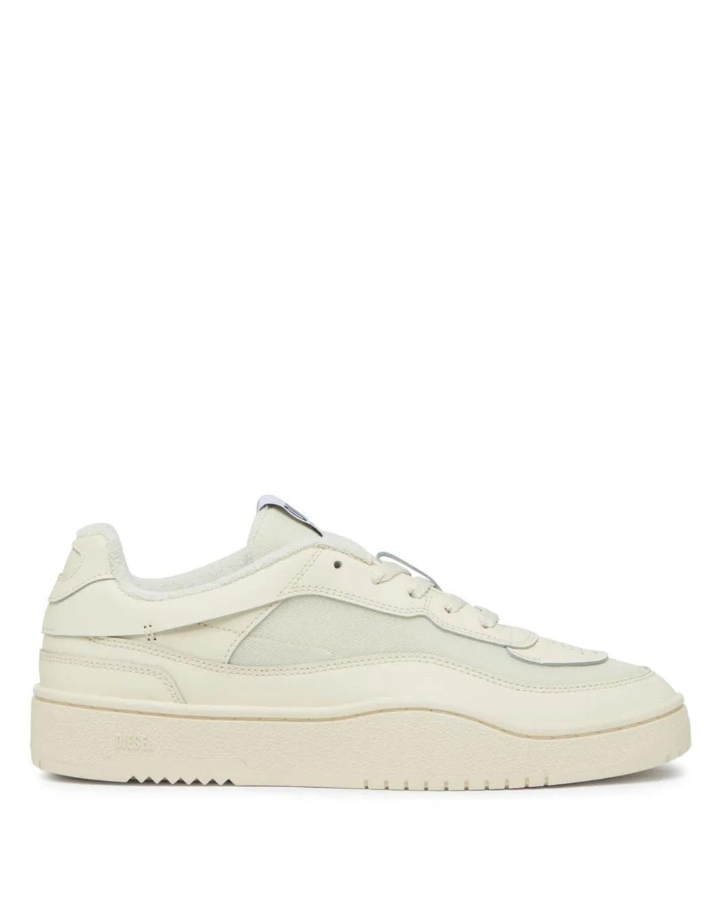 DIESEL White S-Oval Skate-Fabric-Panelled Leather Sneakers for men