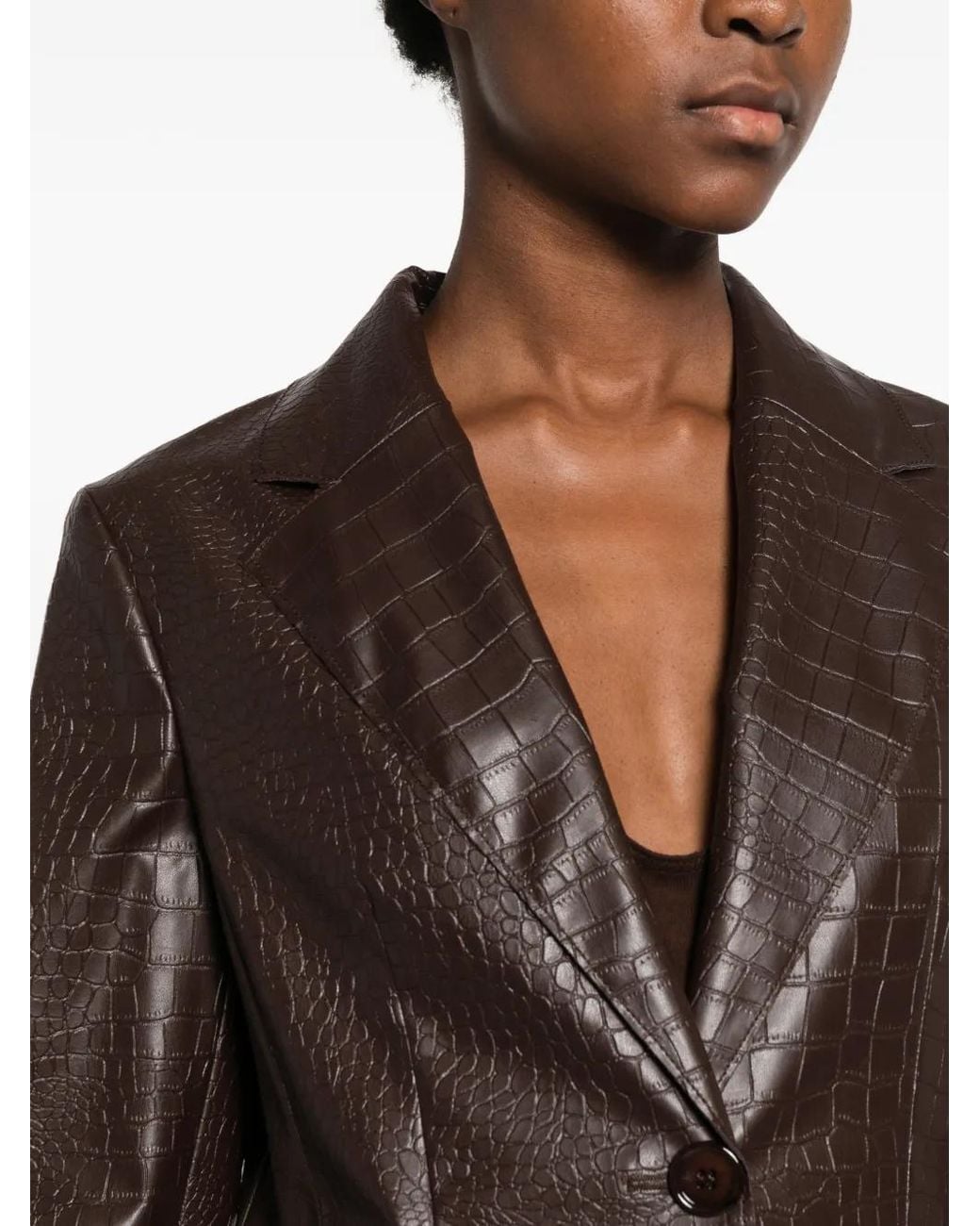 Carla G Brown Croc-Effect Single-Breasted Blazer