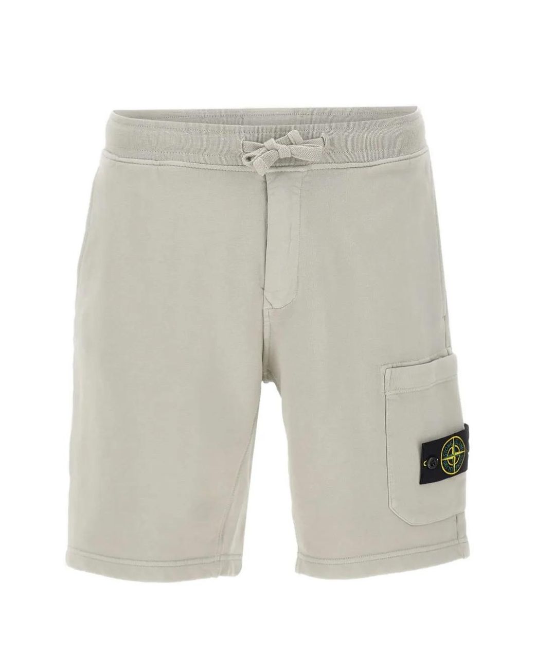 Stone Island Gray Drawstring-Fastening Cotton Shorts for men