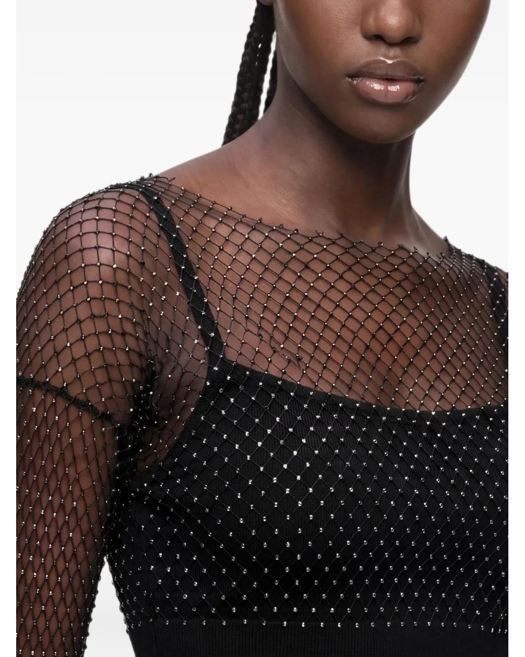 Karl Lagerfeld Black Chainmail Mesh Top