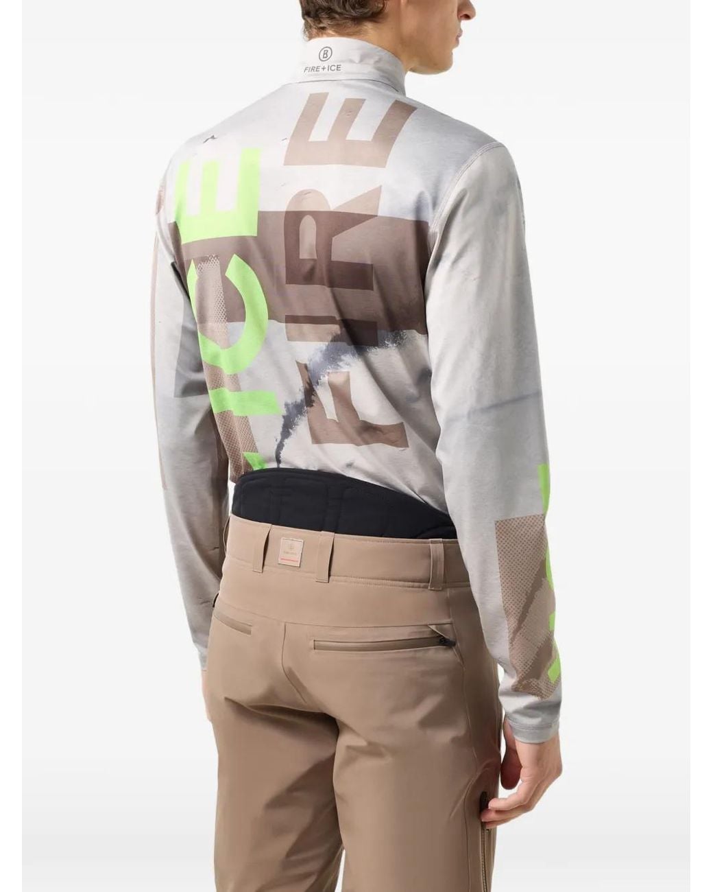 Bogner Fire + Ice Gray Pascal Logo-Print Performance Top for men