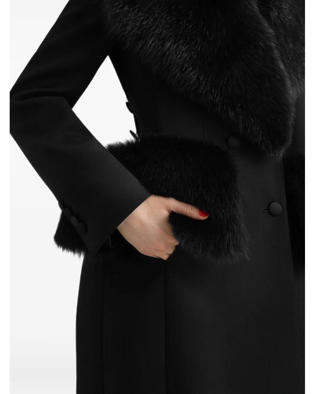 Dolce & Gabbana Black Double-Breasted Wool Gabardine Coat