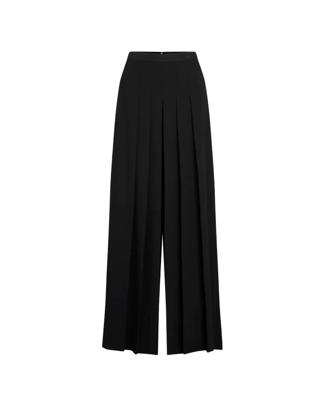 Karl Lagerfeld Black Pleated Wide-Leg Trousers