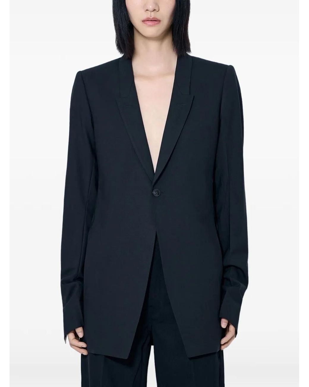 Rick Owens Blue Single-Breasted Buttoned Blazer