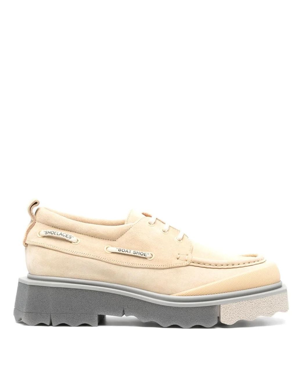 Off-White c/o Virgil Abloh Natural Off-white Sponge Suede Boat Shoes Beige/beige for men