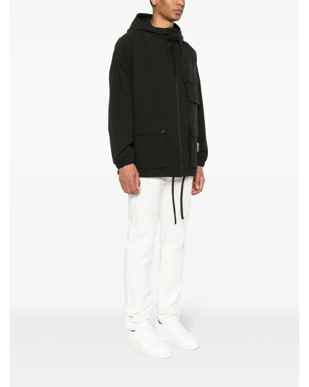 HUGO Black Ripstop Hooded Cargo Jacket for men
