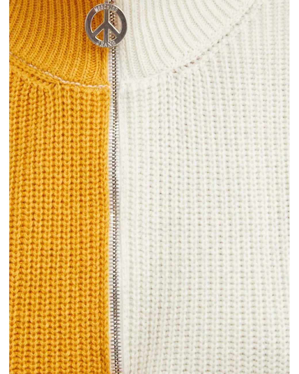 Pull Rayé Zippé Moschino en coloris Yellow