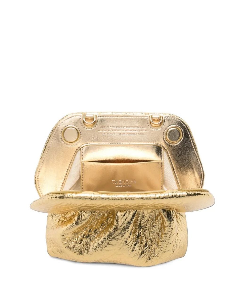 THEMOIRÈ Metallic Bios Laminated Clutch Bag
