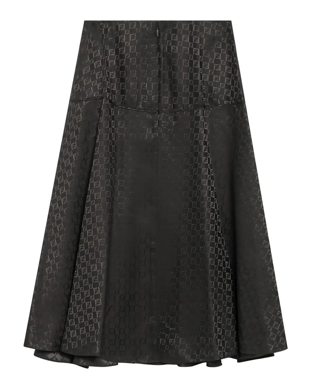 Fendi Ff-Jacquard Midi Skirt in Black | Lyst