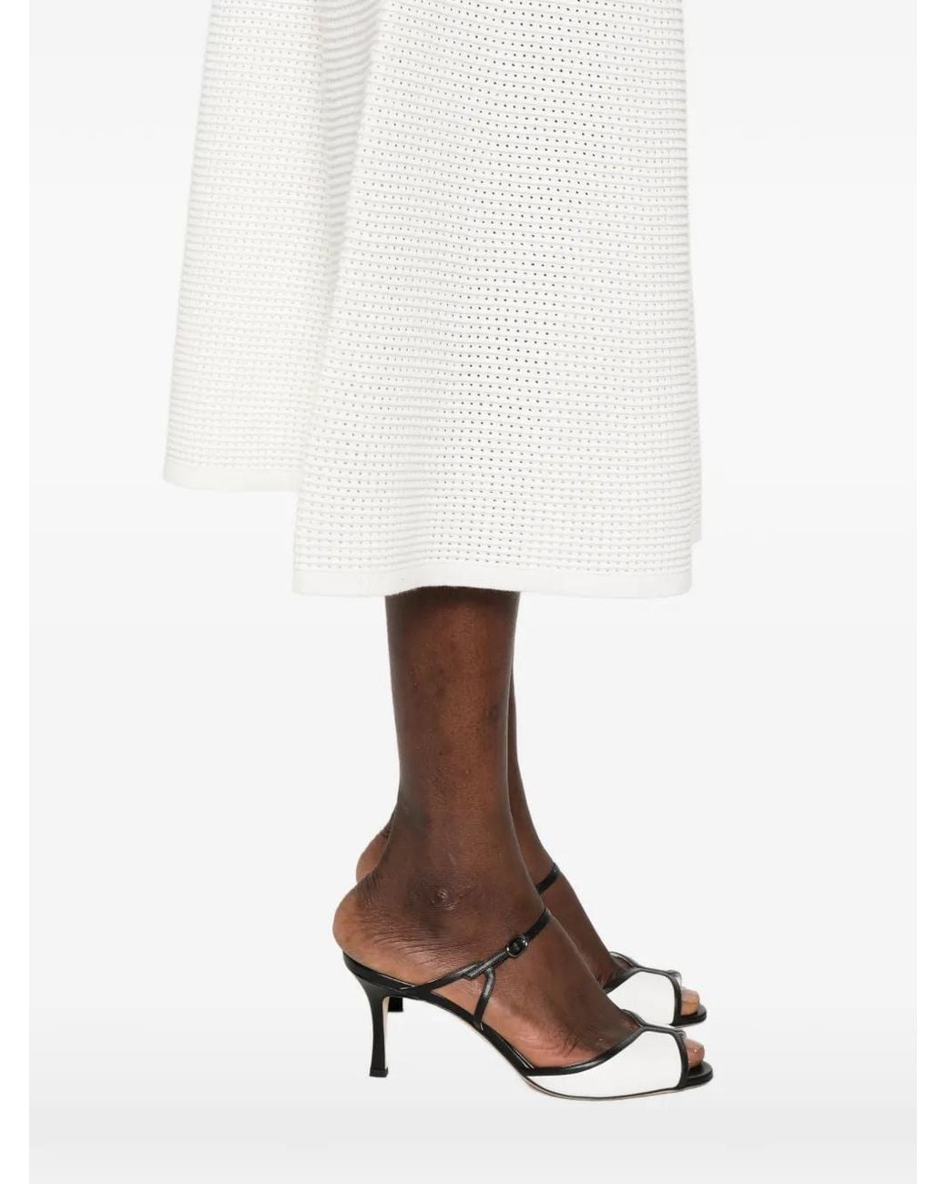 P.A.R.O.S.H. White Renfield Knitted Midi Skirt