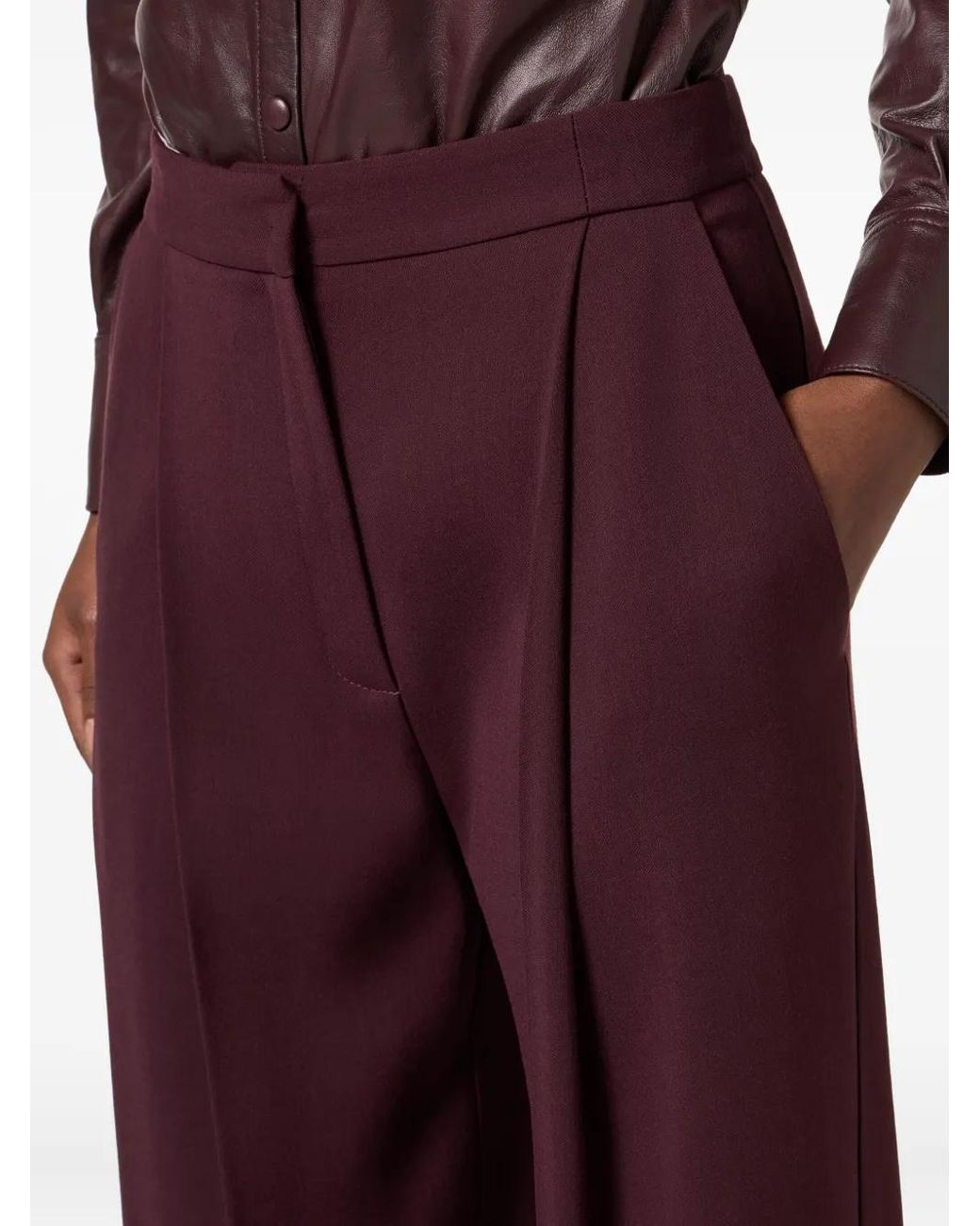 Elisabetta Franchi Purple High-Waisted Tailored Trousers