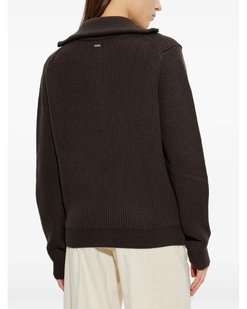 Paul & Shark Black Half-Zip Wool Cardigan