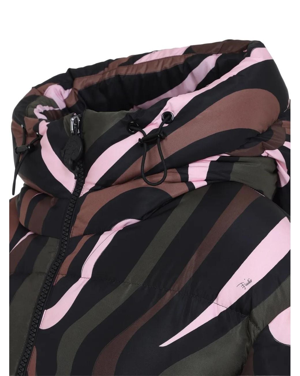 Emilio Pucci Black Iride-Print Puffer Coat