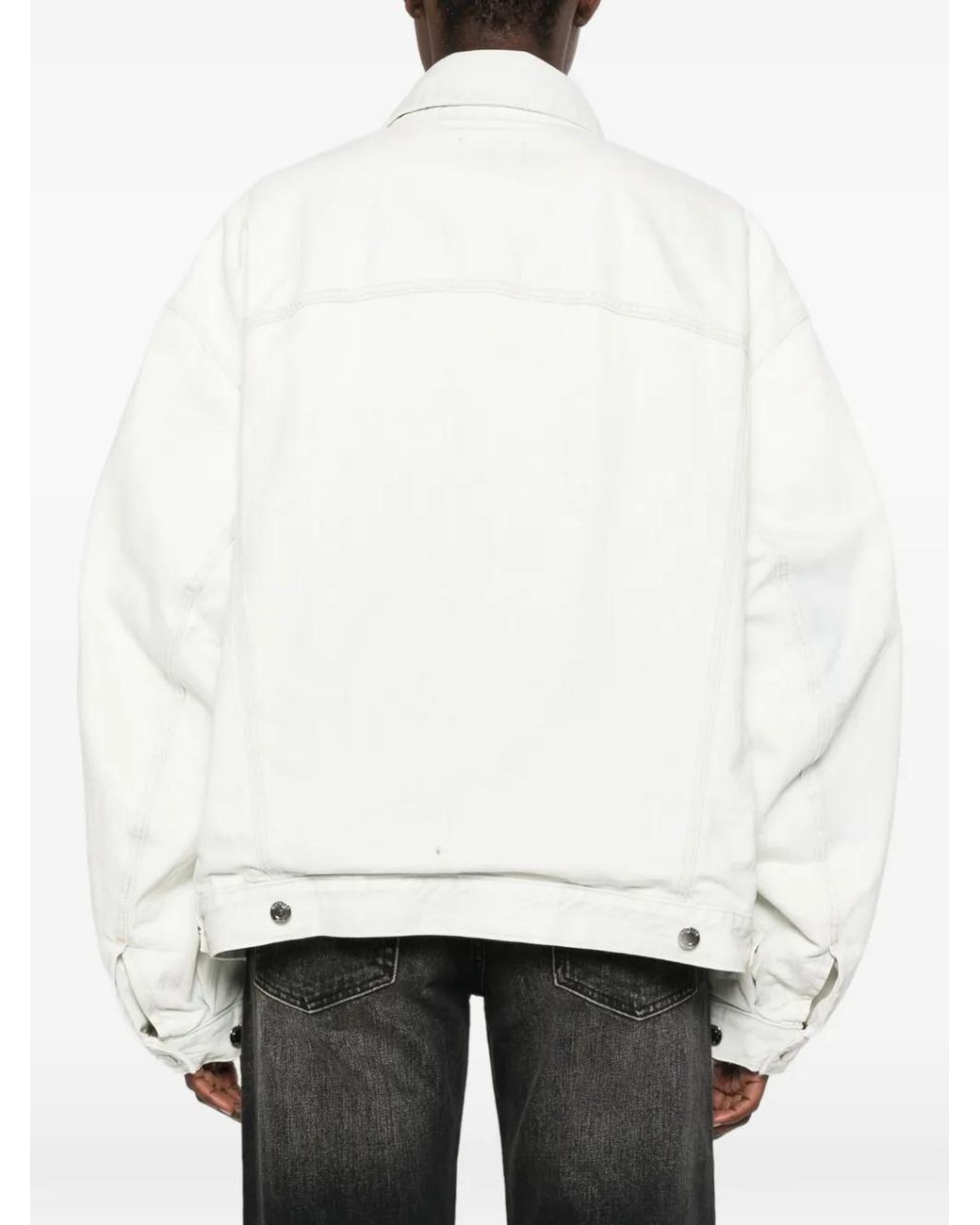 Haikure White Panelled Button-Up Denim Jacket