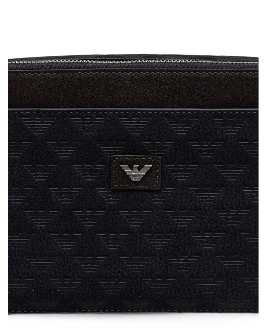 Emporio Armani Black Sac À Bandoulière En Cuir Texturé Avec Fermeture Zippée for men