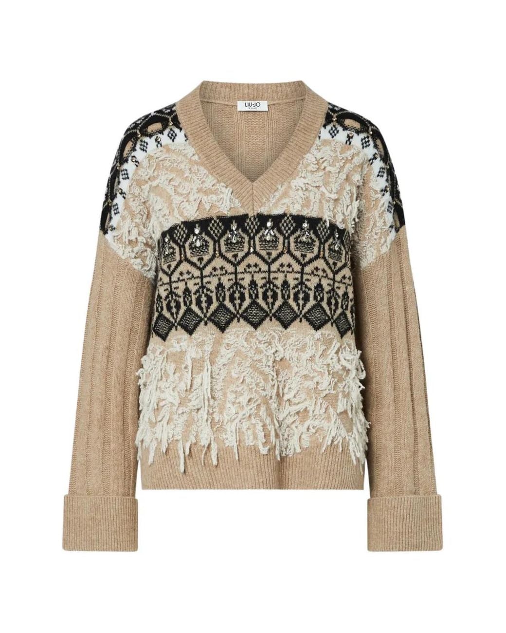 Liu Jo White Jacquard En Maille À Broderies Effet Bijou
