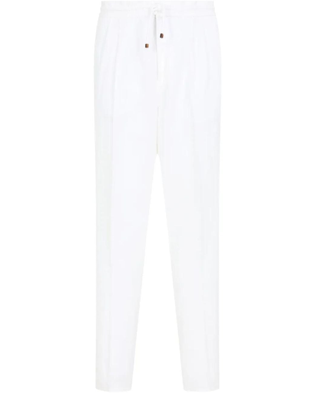 Brunello Cucinelli White Tapered-Leg Trousers for men