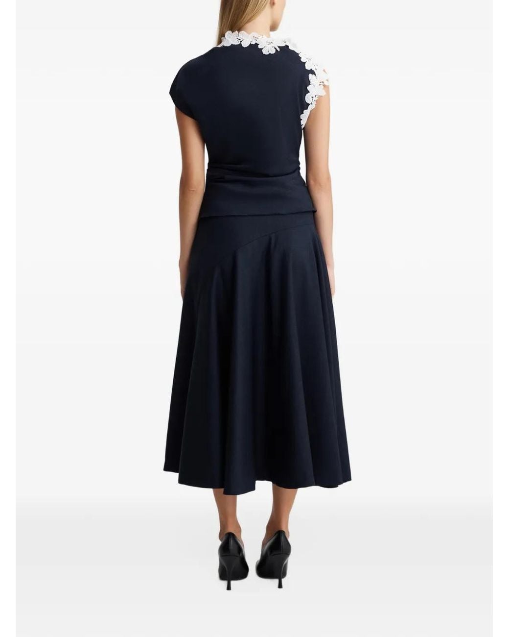 Anna Quan Blue Meier Lace-Trimmed Top
