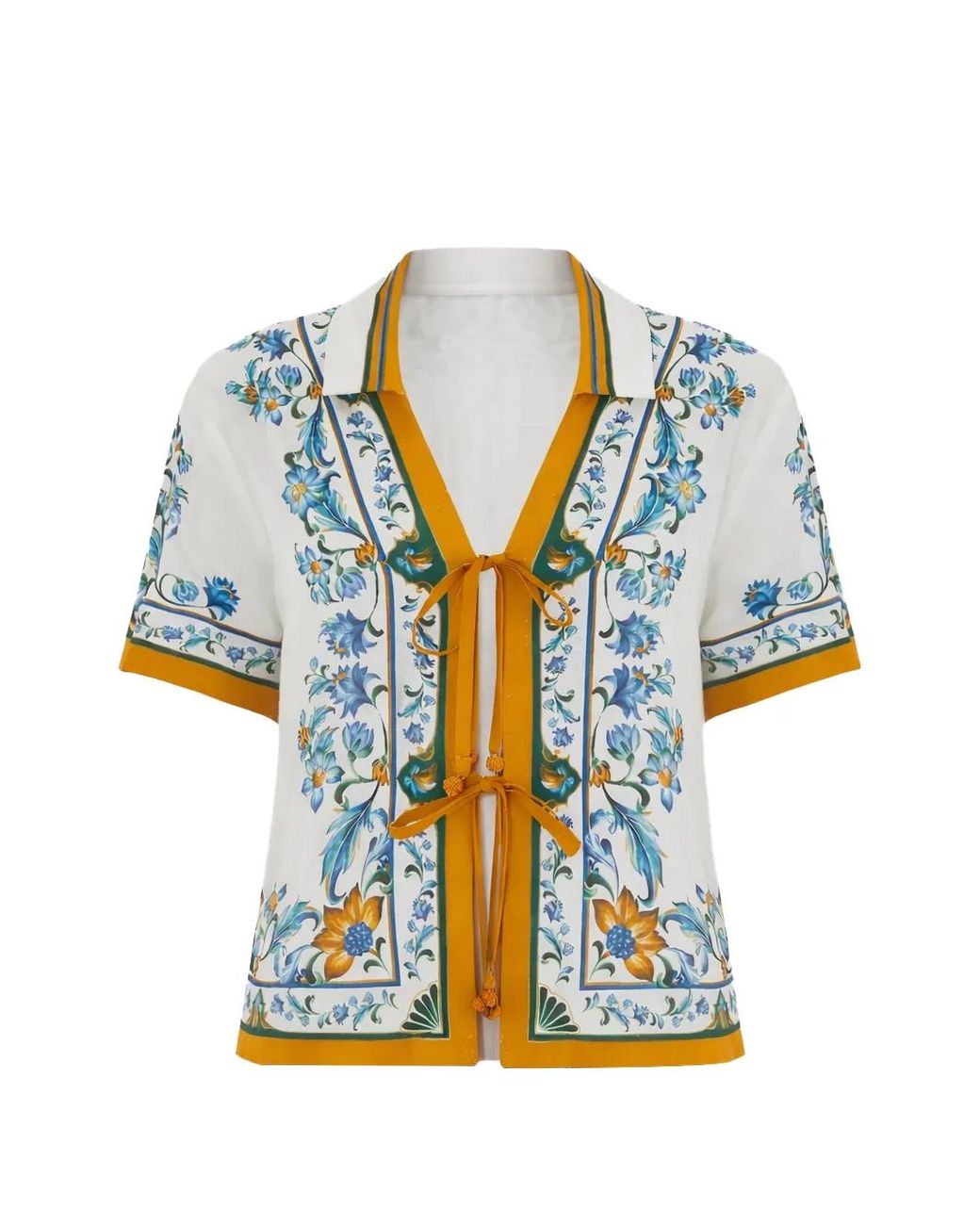 Farm Rio Blue Blouse Flora À Carreaux