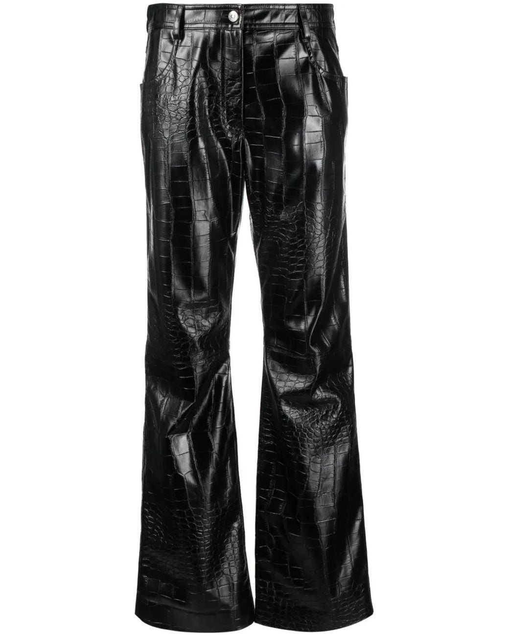 Pantalones Rectos Con Efecto De Piel De Cocodrilo MSGM de color Black