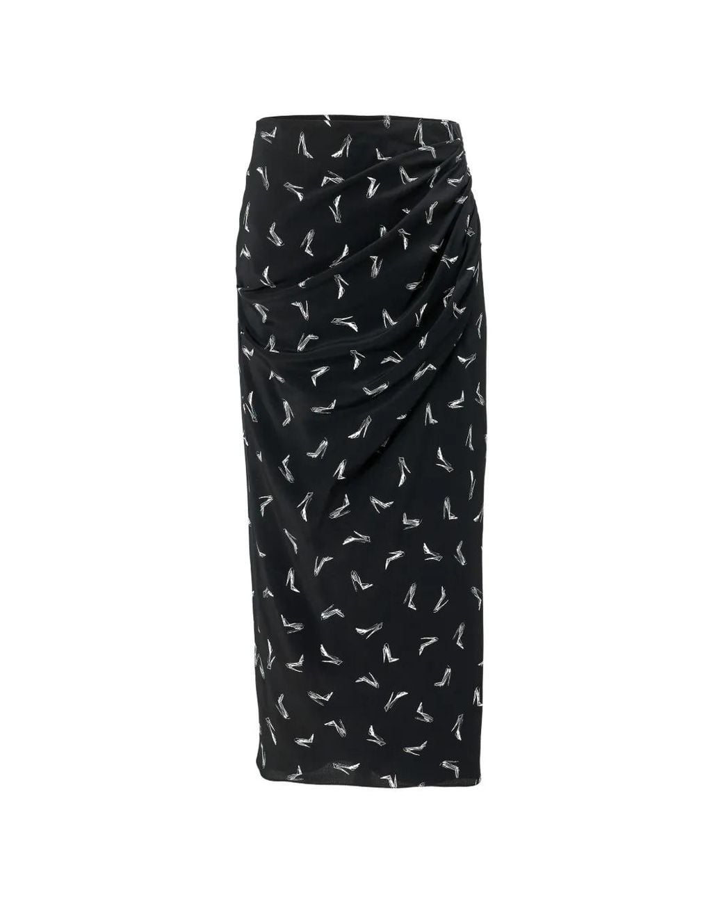 Carolina Herrera Black Good Girl Anniversary Draped Silk Midi Skirt