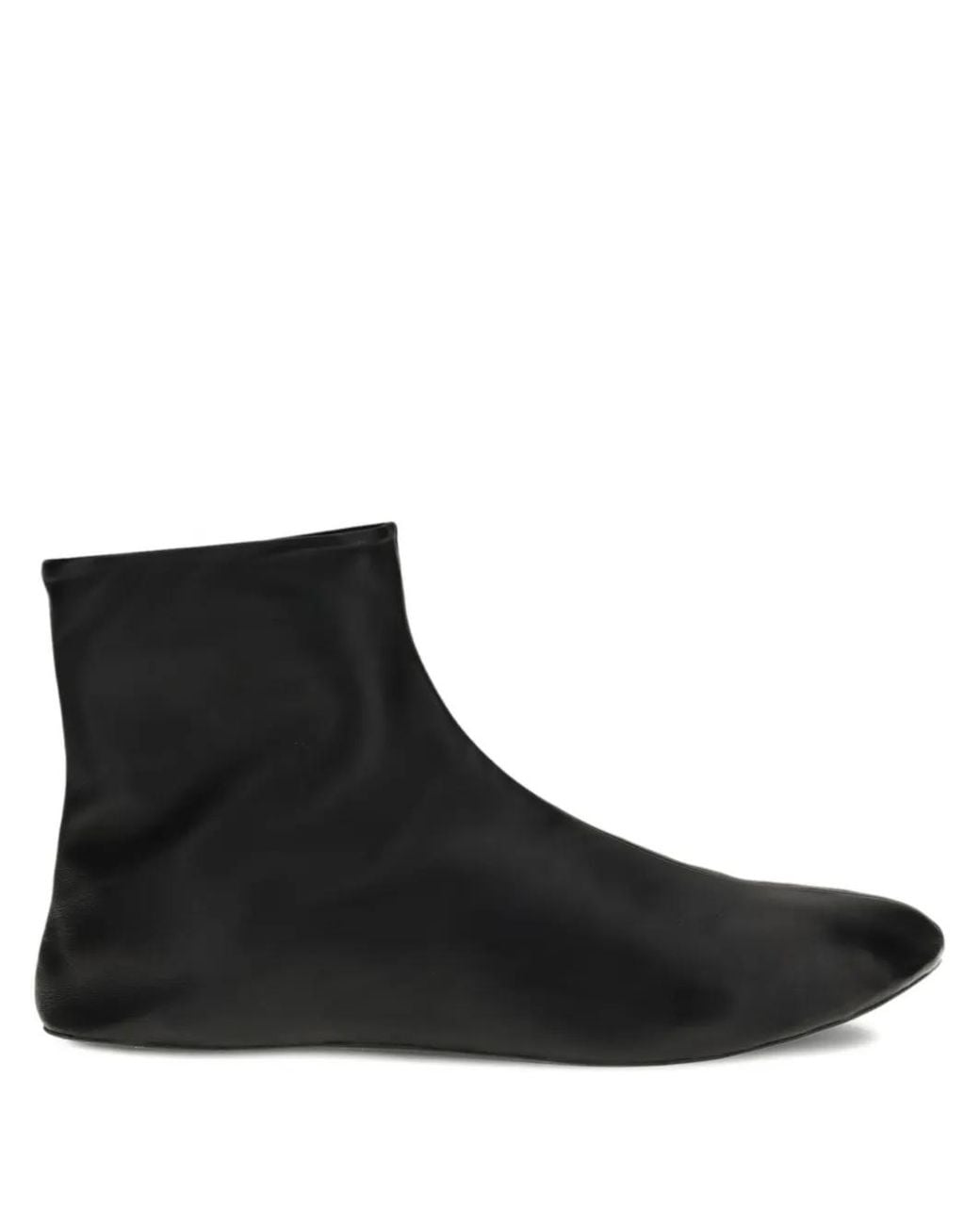 The Row Black Stella Leather Ankle Boots