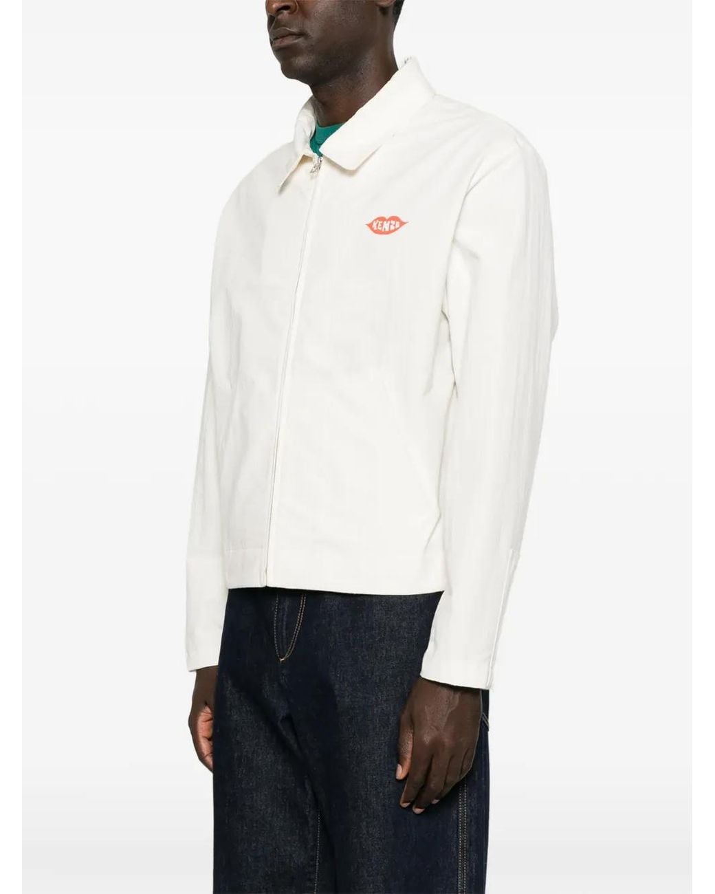 KENZO White Loves Graphic-Print Zip-Up Jacket for men
