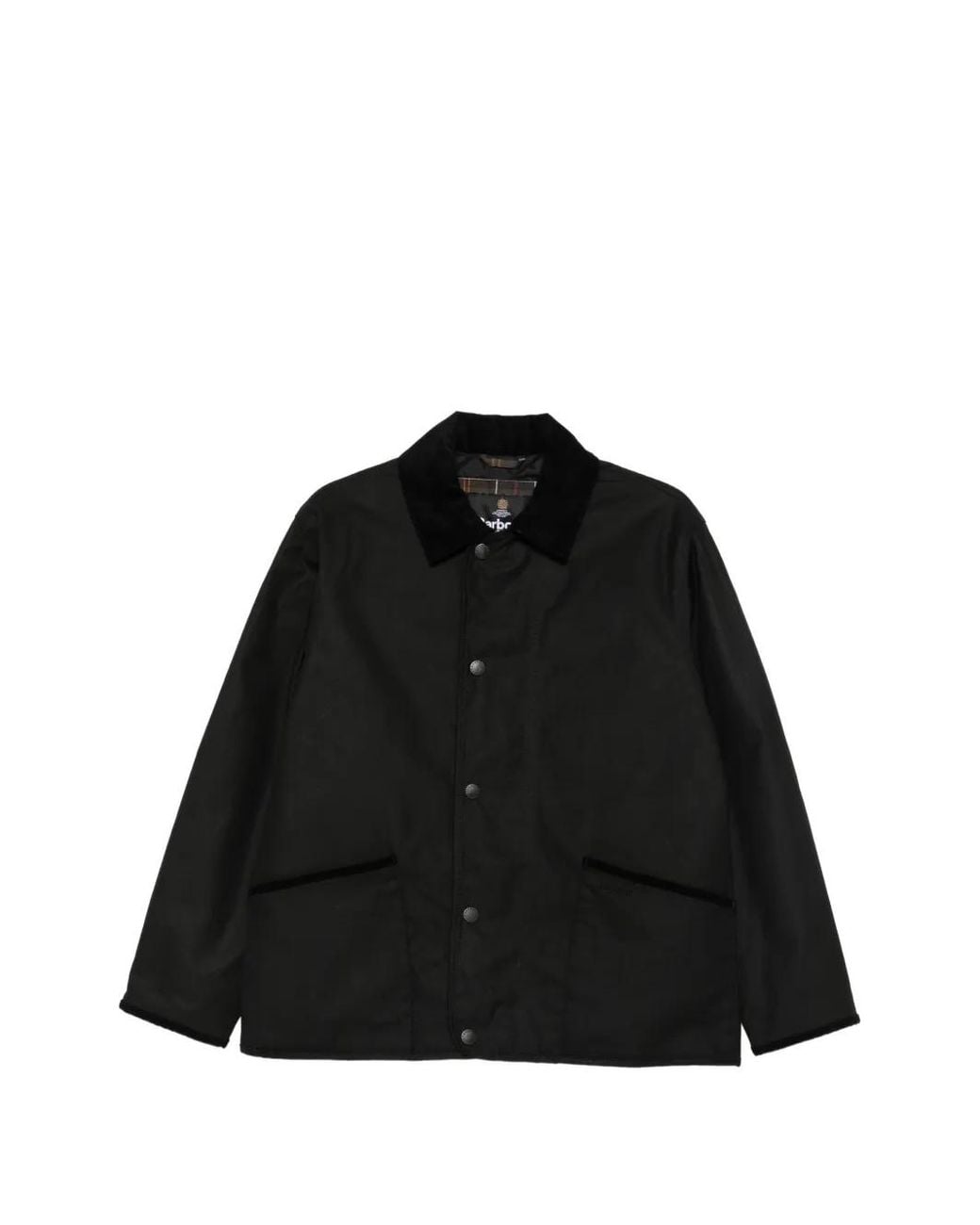 Barbour Black Liddesdale Corduroy-Collar Waxed Jacket for men