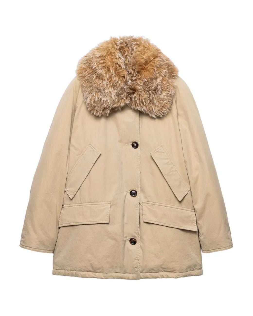 Prada Natural Shearling-Collar Jacket