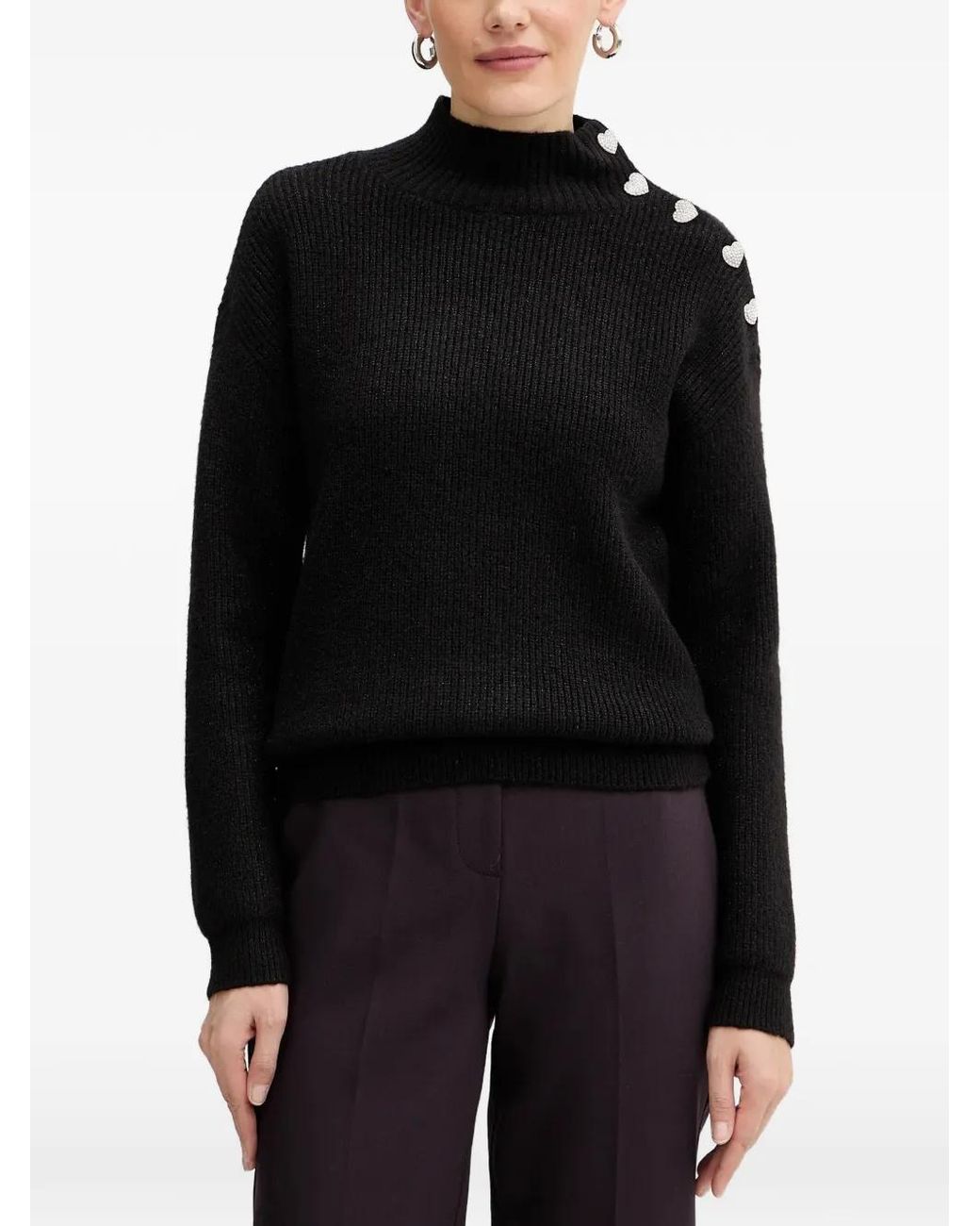 Mstori Heart-Button Sweater Morgan en coloris Black