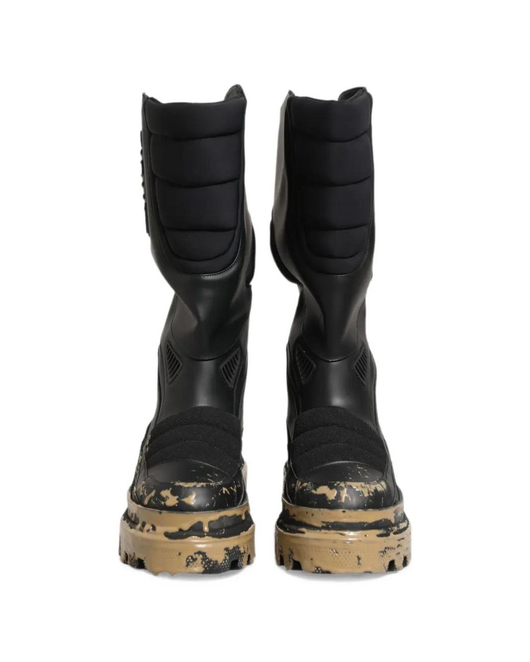 Dolce & Gabbana Black Logo-Plaque Leather Boots for men