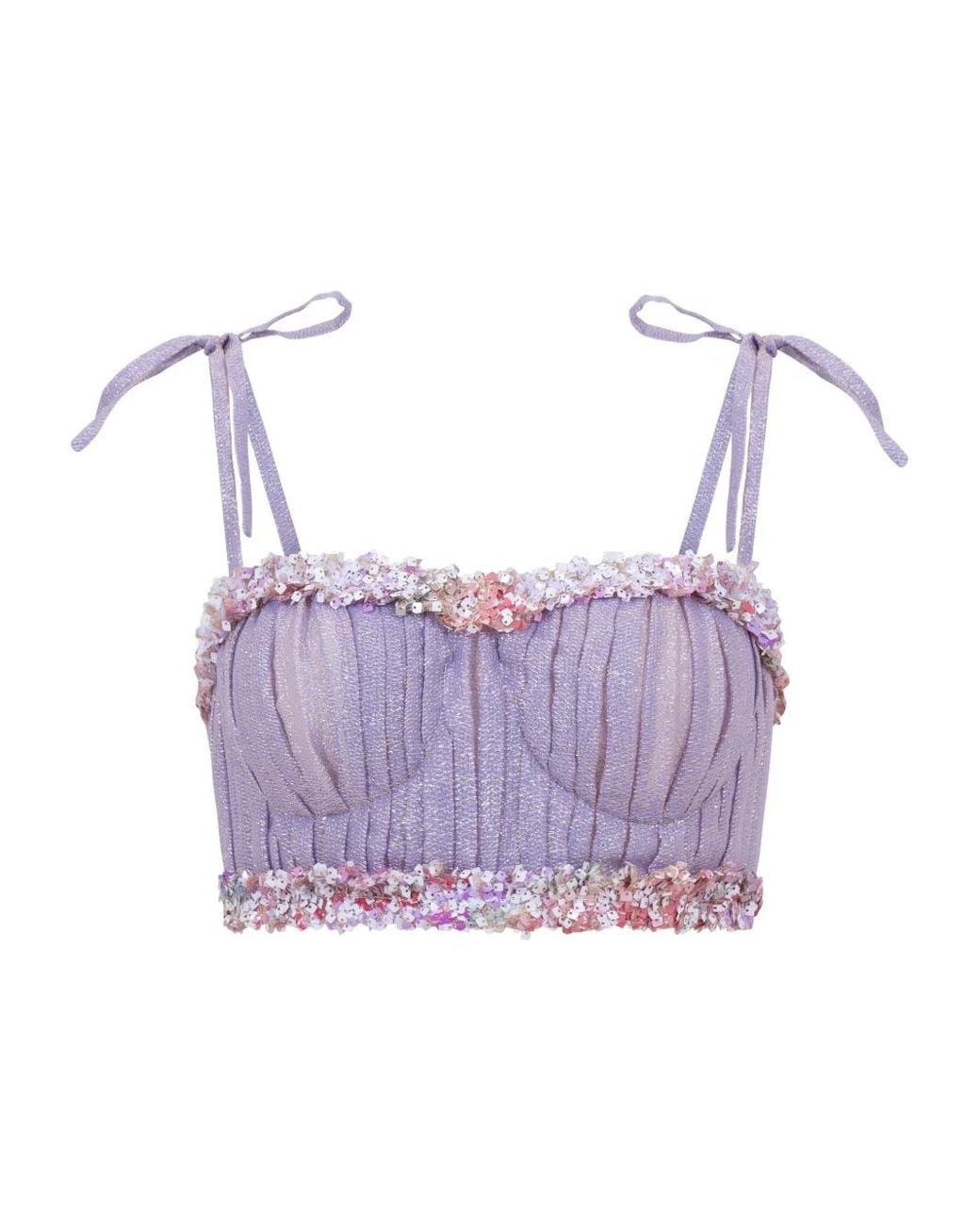 SANA OSMANI Purple Agor Sequin Tie Top