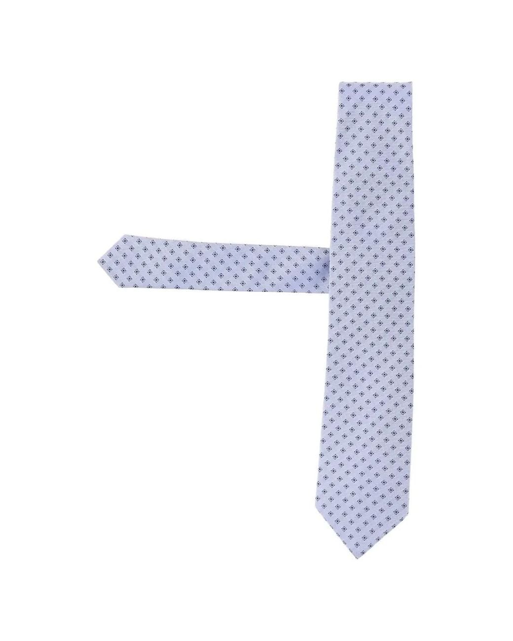 Boss White Patterned Silk-Jacquard Tie for men