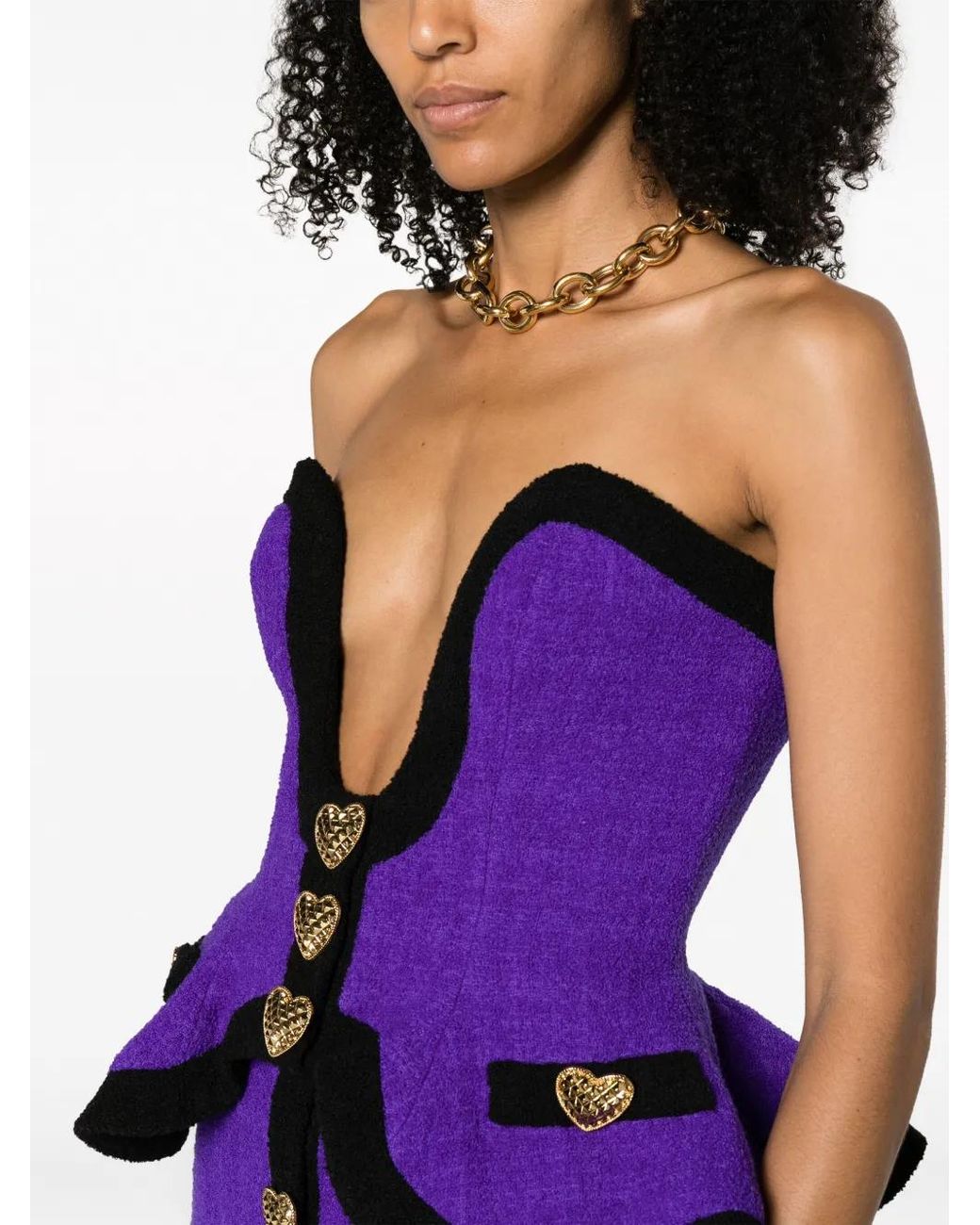 Moschino Purple Button-Detail Knitted Corset