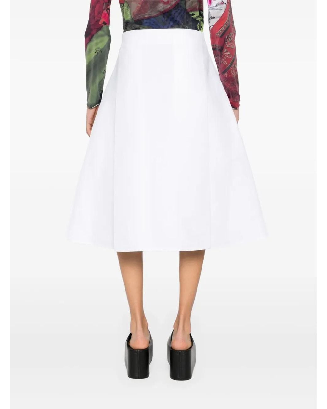 Marni White Midi Skirt With Pleat