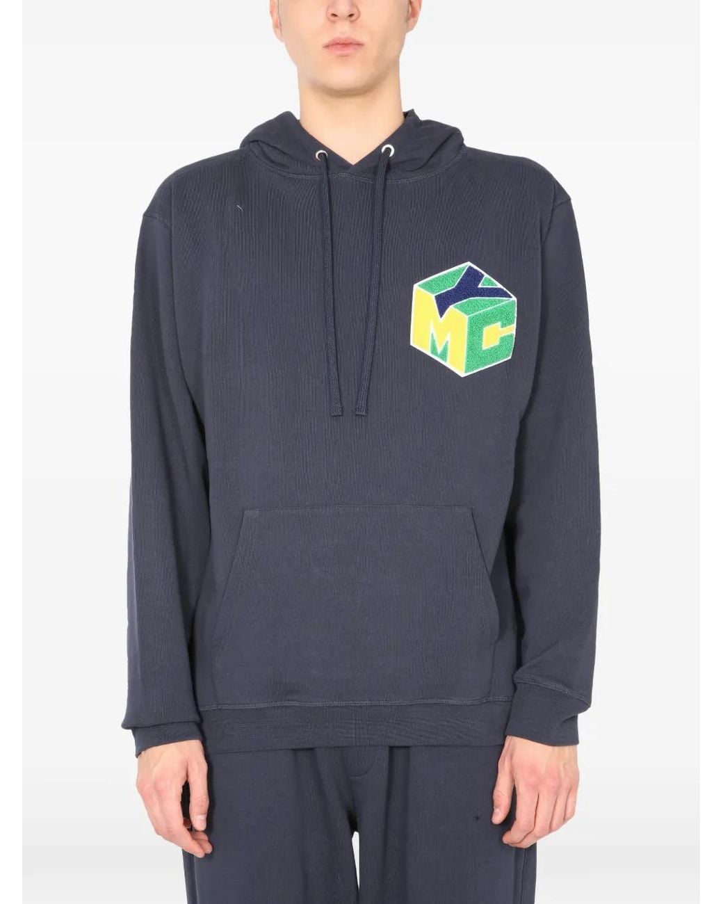 YMC Blue Graphic Hooded Sweatshirt for men