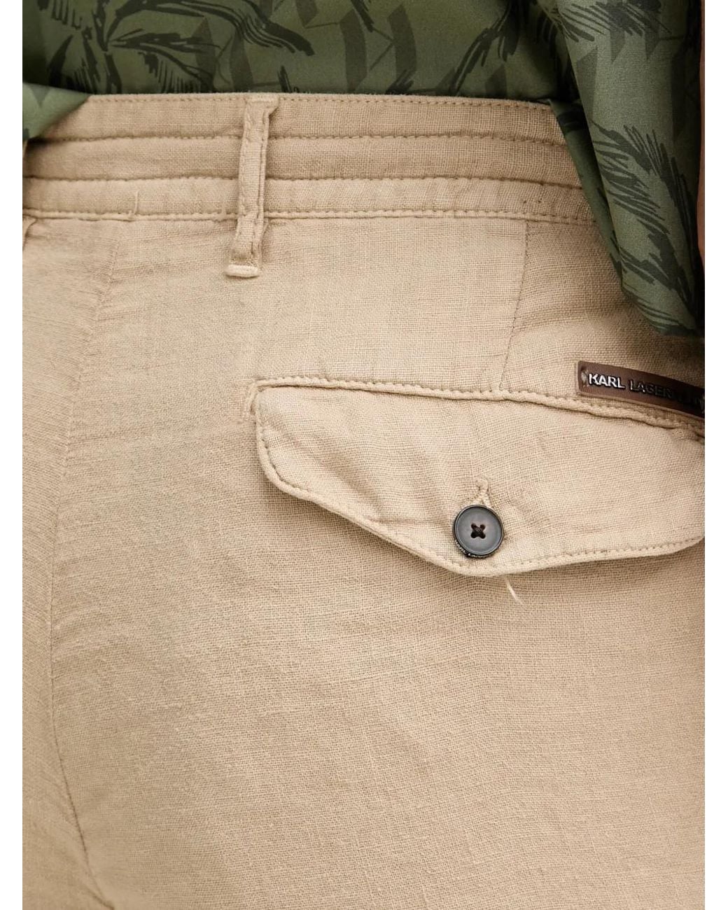 Karl Lagerfeld Natural Drawstring-Fastening Straight-Leg Trousers for men