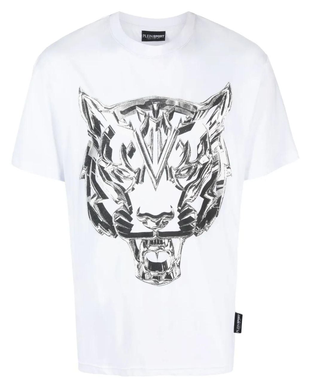 Philipp Plein White Ss Chrome Tiger Cotton T-Shirt for men